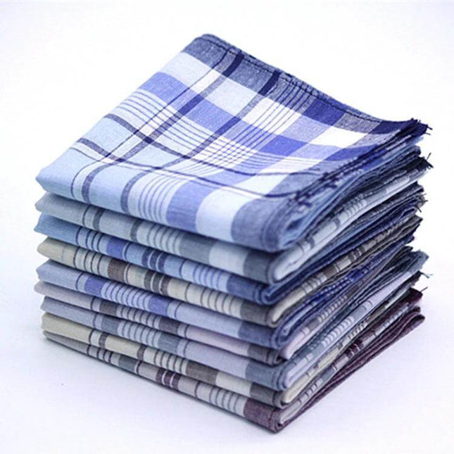 Men's Multicolor Plaid Pocket Square For Everyday Wear 38x38 cm - 100% cotton lightweight plaid pocket square folded stack, versatile for suits and weddings