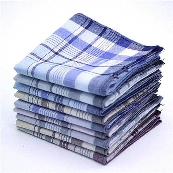 Men's Multicolor Plaid Pocket Square For Everyday Wear 38x38 cm - 100% cotton lightweight plaid pocket square folded stack