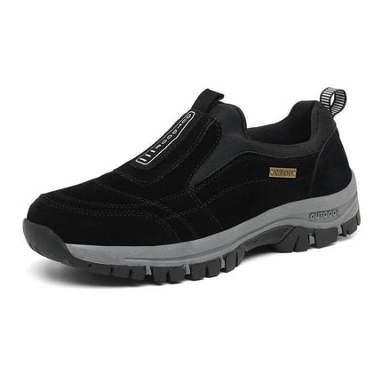 Mens Slip On Walking Shoes For Elderly Daily Outdoor Comfort lightweight black slip-on walking shoe with breathable mesh and rugged sole