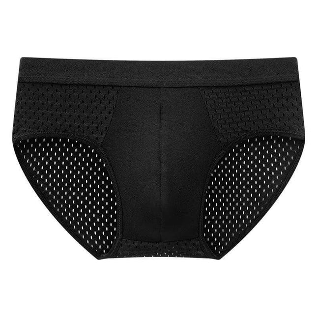 Men's Triangle Underwear Mid-Waist Everyday Comfort Size L-4XL three-pack breathable polyester knit mid-waist briefs in black navy and gray