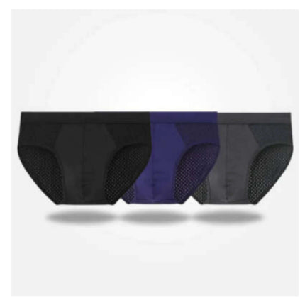 Men's Triangle Underwear Mid-Waist Everyday Comfort Size L-4XL three-pack breathable polyester knit mid-waist briefs in black navy and gray
