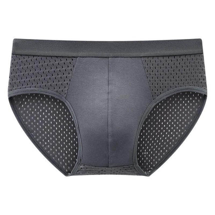 Men's Triangle Underwear Mid-Waist Everyday Comfort Size L-4XL breathable grey polyester knit mid-waist brief for daily wear