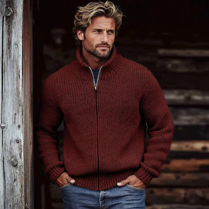 Men's Zip-Up Hoodie Solid Color for Everyday Wear Casual - Maroon Zip-Up Worn With Jeans, Lightweight Polyester Layer