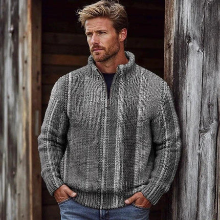 Men's Zip-Up Hoodie Solid Color for Everyday Wear Casual model wearing grey full-zip hoodie paired with jeans, casual outdoor look