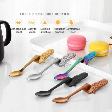 Mermaid Shape Coffee Spoon Stainless Steel For Everyday Use - 12.5cm 304 stainless steel mermaid motif coffee spoons in multiple colors for home or office