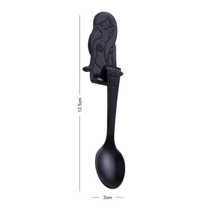 Mermaid Shape Coffee Spoon Stainless Steel For Everyday Use – 12.5cm black mermaid motif spoon for stirring coffee, tea, or milk