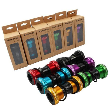 Meroca 24mm Hollow Mountain Bike Bottom Bracket Axle For Shimano in assorted anodized colors with retail packaging