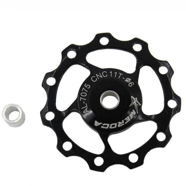 MEROCA Rear Derailleur Guide Wheel 11T/13T For Mountain and Road Bikes black aluminum 11T replacement pulley with steel bearing