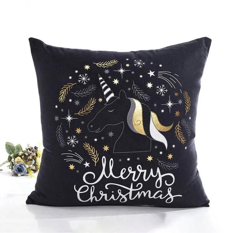 Merry Christmas Pillow Case Gold Foil Printing 43cm x 43cm Decor 