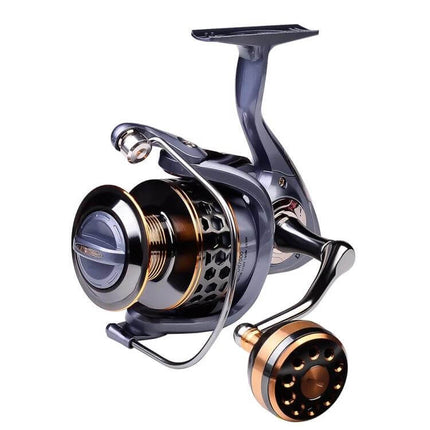Metal Wire Cup Spinning Wheel For Sea And Freshwater Fishing - alloy metal reel with large-capacity wire cup and interchangeable left/right rocker arm