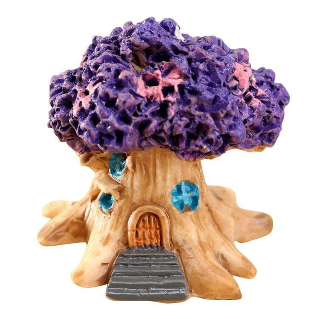 Micro Landscape Flower Pot Decoration Desktop 3x2x4 Cm small resin painted fairy tree pot with purple canopy and tiny door for desk
