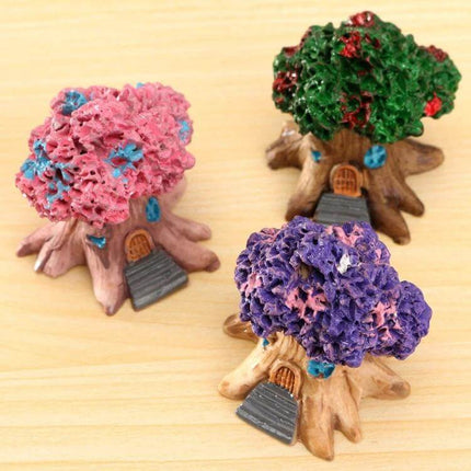 Micro Landscape Flower Pot Decoration Desktop 3x2x4 Cm - painted resin miniature tree house desk accent for tiny plants and moss