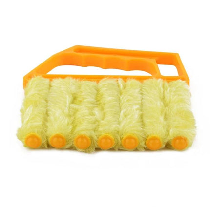 Microfiber Blinds Cleaning Brush With Detachable Roller - yellow detachable roller brush for cleaning between blind slats, compact ergonomic handle
