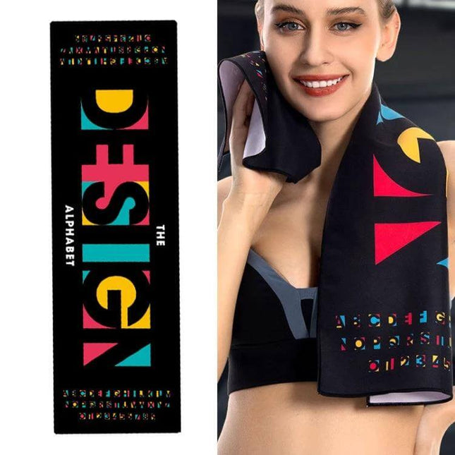 Microfiber Quick-Dry Double-Sided Sports Towel For Travel – black graphic travel sports towel 100x30 cm, lightweight 60g, quick-absorb breathable