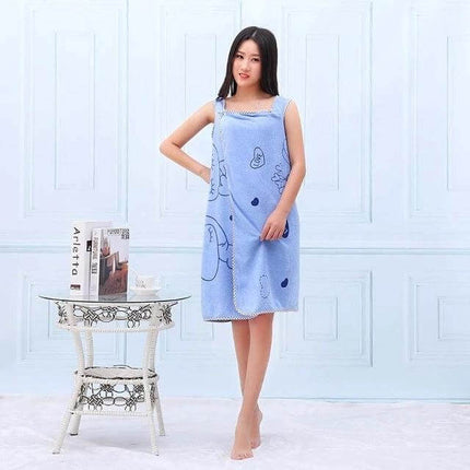 Microfiber Wearable Bath Towel 80x135cm Fast Drying - blue wearable wrap towel for post-shower gym pool, quick-dry soft microfiber 80×135 cm