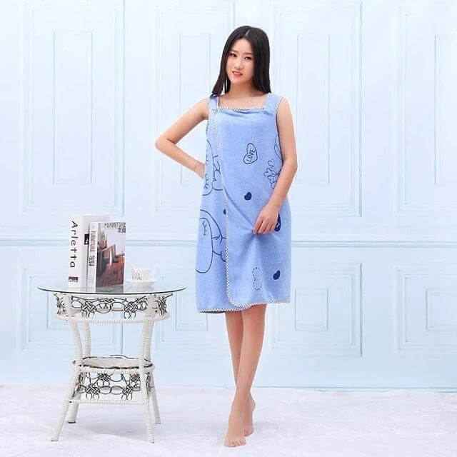 Microfiber Wearable Bath Towel 80x135cm Fast Drying - blue wearable wrap towel for post-shower gym pool, quick-dry soft microfiber 80×135 cm
