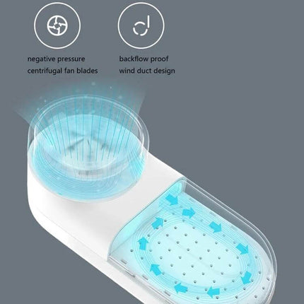 Mijia Mini Portable Lint Remover For Everyday Clothes Care - compact battery lint remover showing negative pressure centrifugal fan and backflow-proof wind duct design