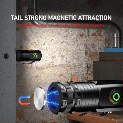Mini 3 LED Flashlight Rechargeable for Everyday Use — compact 8cm aluminum alloy body, magnetic tail, 2000 lumens, ideal for camping and emergencies