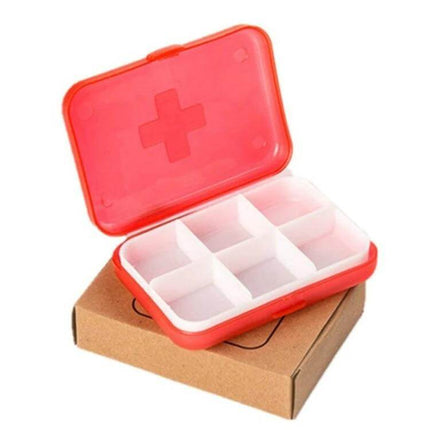 Mini 6 Slot Portable Pill Organizer For Vitamins Daily Use - compact red 6-compartment travel pill box 9x6x2cm for daily vitamins and small meds
