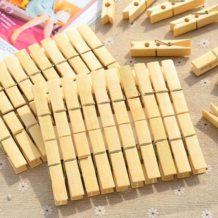 Mini Bamboo Clothes Pegs Pack For Laundry And Home Use - compact natural bamboo mini pegs for socks, delicates, kitchen and office use, durable lightweight clips