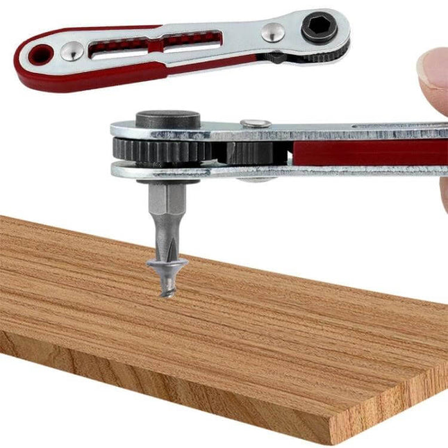 Mini Bi Directional Ratchet Screwdriver Wrench Flat Head For Home Repairs - compact ratchet used to drive screw into wood in tight spaces
