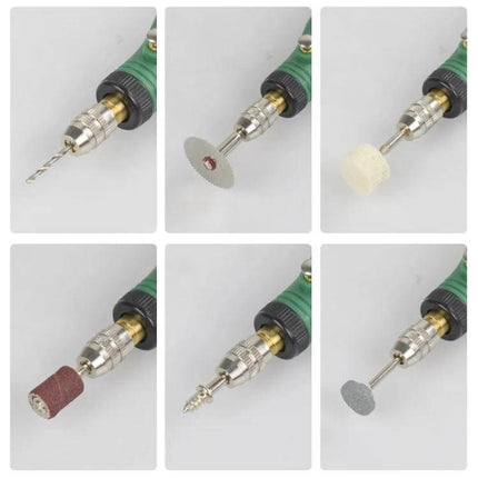Mini Electric Engraving Pen Red EU Plug For DIY Carving — compact red engraving pen with multiple bits and chuck shown