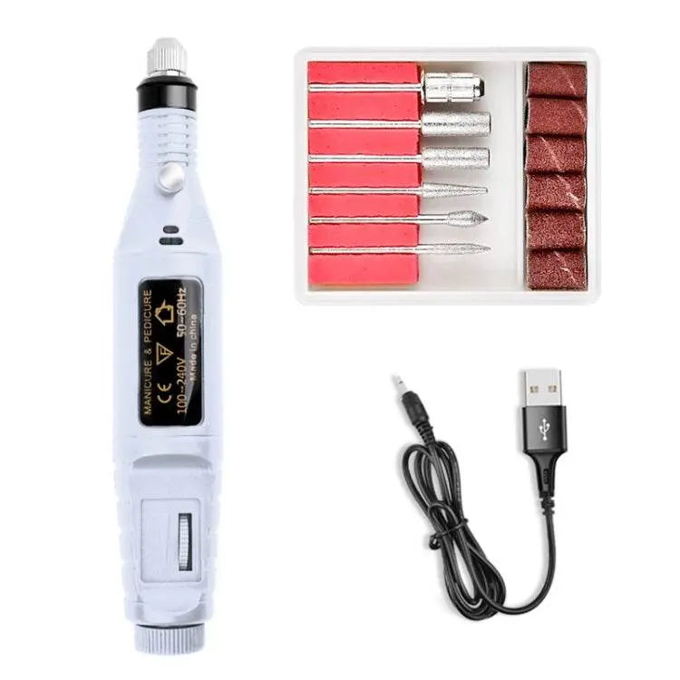 Mini Electrical Nail Grinding Machine USB Portable Grinder Set 