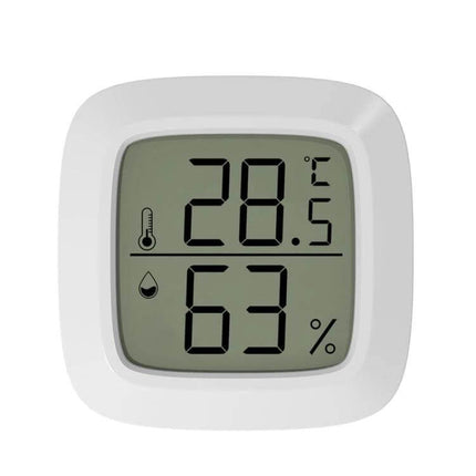 Mini Electronic Pet Temperature And Humidity Meter For Home Use compact white ABS digital thermometer hygrometer showing 28.5°C and 63% humidity