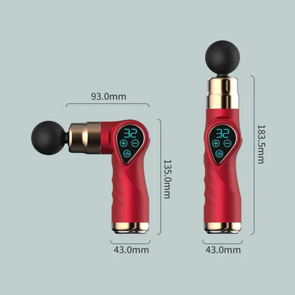 Mini Fascia Gun Massager With LCD Screen Portable Handheld Therapy compact red foldable percussive massager with dimensions and LCD display