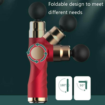 Mini Fascia Gun Massager With LCD Screen Portable Handheld Therapy compact foldable red ABS body with LCD, percussive heads and 32 strength levels