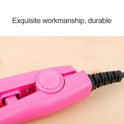 Mini Hair Straightener for Everyday Quick Styling at Home - pink compact tourmaline ceramic mini straightener close-up on hinge and cord