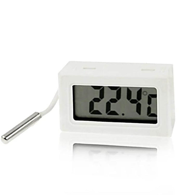 Mini LCD Indoor Digital Thermometer White For Fridge Use - compact white fridge thermometer with probe showing 22.4°C, 48×29×15 mm