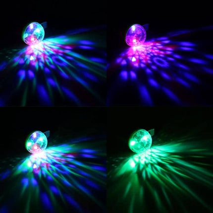 Mini LED Music Light For Parties, Color Changing, USB Powered projecting multicolor RGB patterns with crystal lampshade for small party, karaoke, or DJ booth
