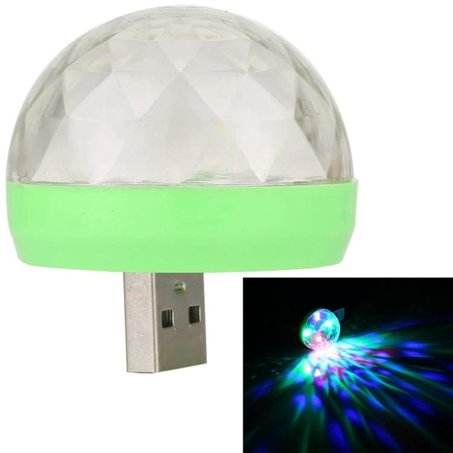 Mini LED Music Light For Parties, Color Changing, USB Powered - compact USB disco dome with crystal lampshade, RGB music-synced party light for cars, DJ booths