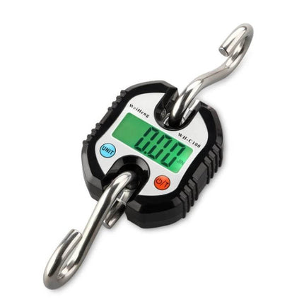 Mini Portable Stainless Steel Hook Scale For Everyday Weighing - compact stainless steel hook scale with digital LCD, 150kg capacity, dual-range weighing