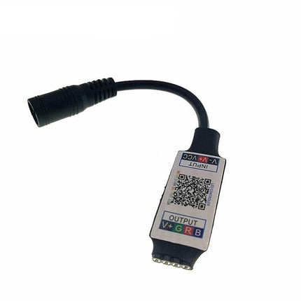 Mini RGB Bluetooth Light Strip Controller Black For LED Strips compact 40×24×12mm black housing with DC input cable and 4-pin RGB output