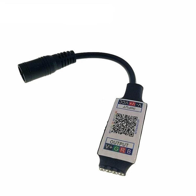 Mini RGB Bluetooth Light Strip Controller Black For LED Strips compact black 40×24×12mm RGB controller with DC input cable and 4-pin output for DIY LED strips