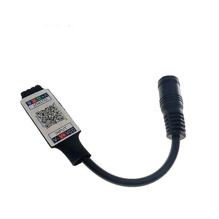 Mini RGB Bluetooth Light Strip Controller Black For LED Strips - compact 40×24×12mm controller with 5–24V DC input and 4-pin RGB output for LED strips