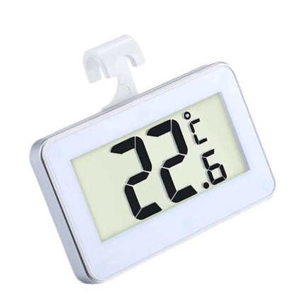 Mini Refrigerator Thermometer With Digital LCD Display showing 22.6°C large digits, compact fridge/freezer thermometer with hook and magnetic back