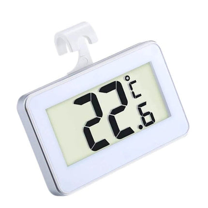 Mini Refrigerator Thermometer With Digital LCD Display — compact white digital fridge thermometer showing 22.6°C with hook and magnet mounting options