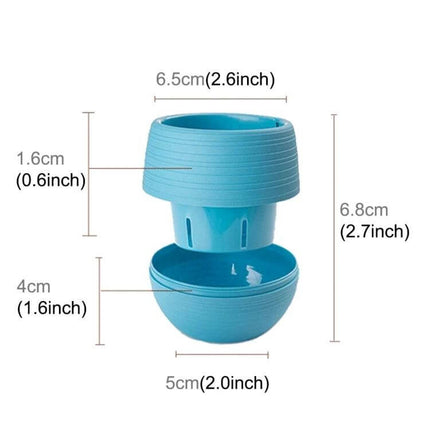 Mini Round Plastic Plant Pot With Water Tank For Home And Office Decor - blue compact self-watering pot with drainage and dimensions