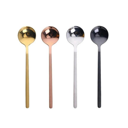 Mini Stainless Steel Coffee Spoon For Home Use, Round Shape - 13/15/17cm stainless steel mini coffee spoons in gold, rose gold, silver, black