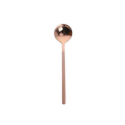 Alt Tag: Mini Stainless Steel Coffee Spoon For Home Use, Round Shape - copper finish 17cm spoon for stirring espresso, latte, and desserts