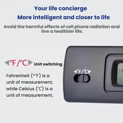 Mini Embedded Waterproof Digital Thermometer With Large Screen showing unit switch for °F/°C and large easy-to-read display, waterproof probe, -50 to 70°C range
