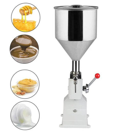 Mini Stainless Steel Manual Filling Machine For Cream And Paste - compact 5–50ml piston filler with 304 stainless steel barrel for creams, pastes, liquids
