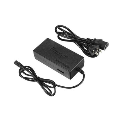 Minleaf Regulated Power Supply Adapter For Laptops EU US shown with power brick, detachable cord and interchangeable tips for travel and cross-region use