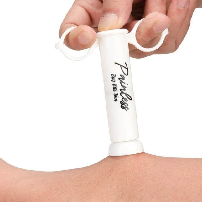 Mosquito Bee Bites Vacuum Venom Extractor Portable - hand-held white venom extractor removing bug venom from skin