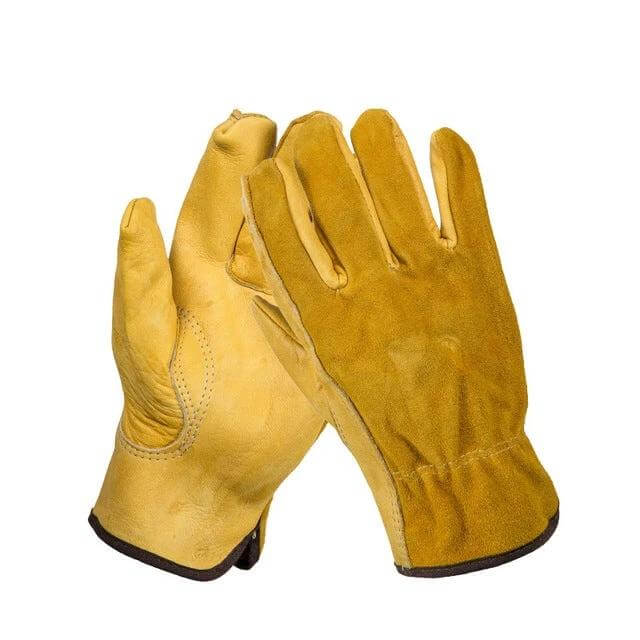 Motorcycle Gloves Size XL Durable And Comfortable For Riding in high-visibility yellow leather with secure grip for riding and outdoor work