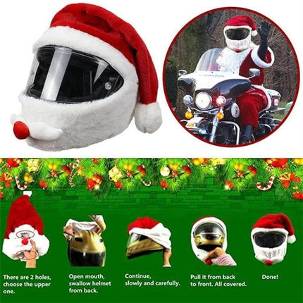 Motorcycle Helmet Santa Hat Cover For Christmas And Daily Use cotton festive helmet cover protects from scratches dust debris fits all helmets 80g