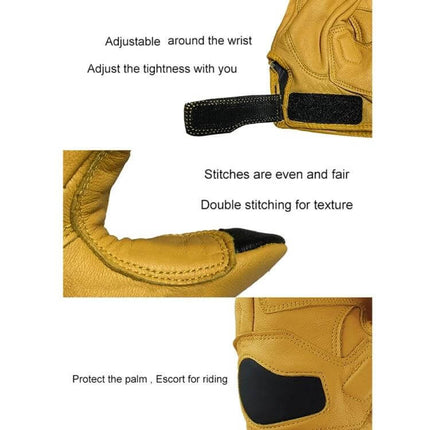 Motorcycle Riding Gloves Anti Fall Full Finger Breathable goat leather palm touchscreen patches adjustable wrist